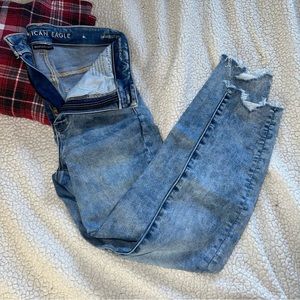 American Eagle Skinny Acid Wash Crop Jeans